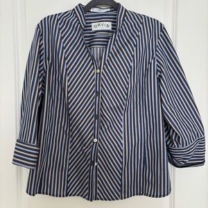 Orvis Navy and White Striped Shirt